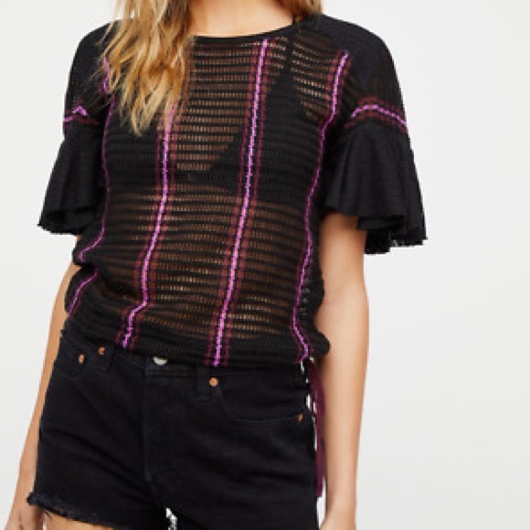 Free People Sweaters - free people | babes only stripe crochet knit top